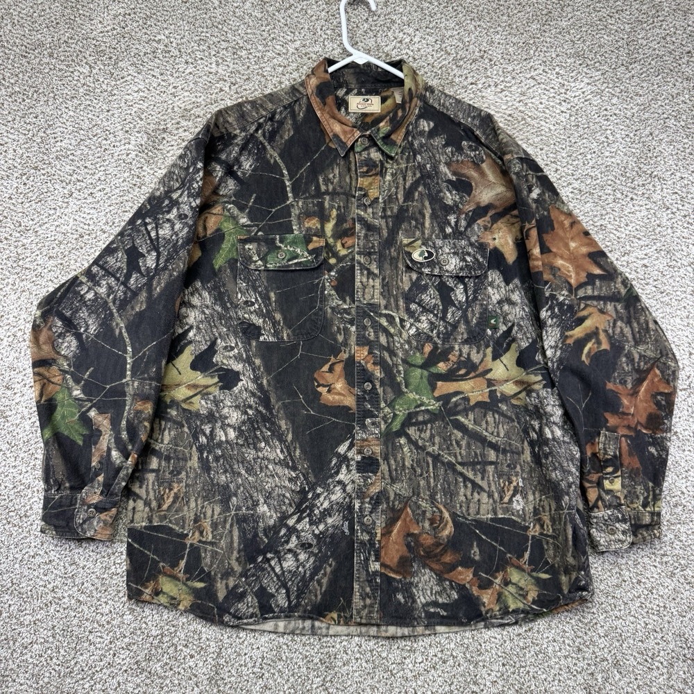 VTG 90s Mossy Oak Shirt Jacket Men's 2XL XXL Break Up Camo Hunting Outdoors Hunt